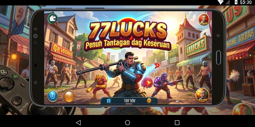 Screenshot utama 77LUCKS menampilkan gameplay Arcade yang seru dan menantang.