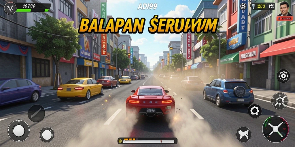 Gameplay seru ADI99 dengan berbagai mobil balap.