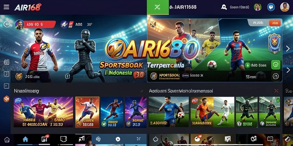 Screenshot utama AIR168 menunjukkan antarmuka pengguna yang menarik dalam taruhan olahraga.