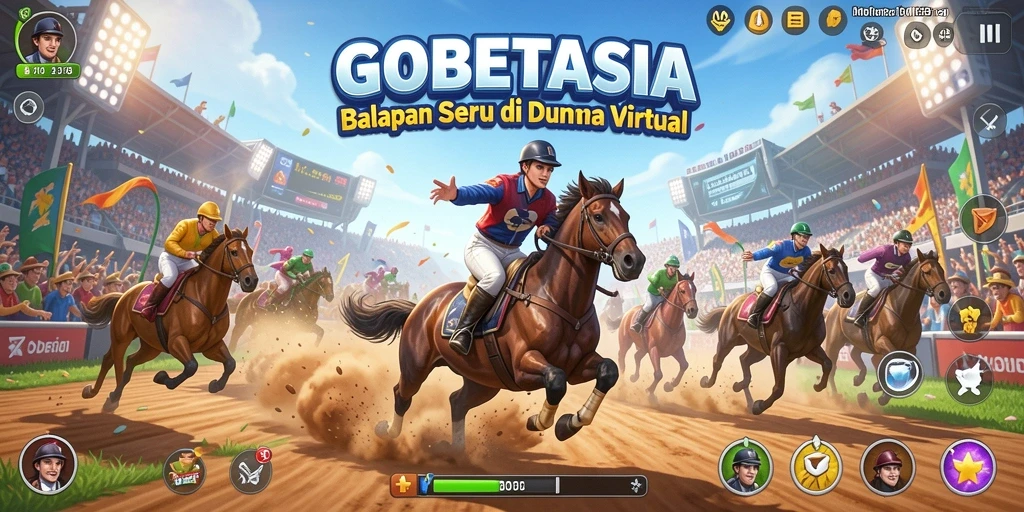 Tangkapan layar dari gameplay balapan GOBETASIA yang menegangkan.