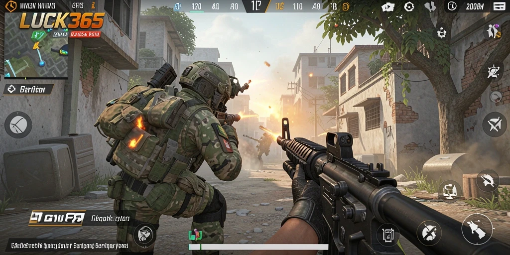 Tampilan gameplay intens di LUCK365 dengan aksi pertempuran seru.