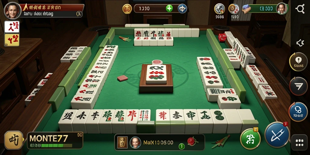 Screenshot utama MONTE77 menampilkan gameplay Mahjong yang menarik.