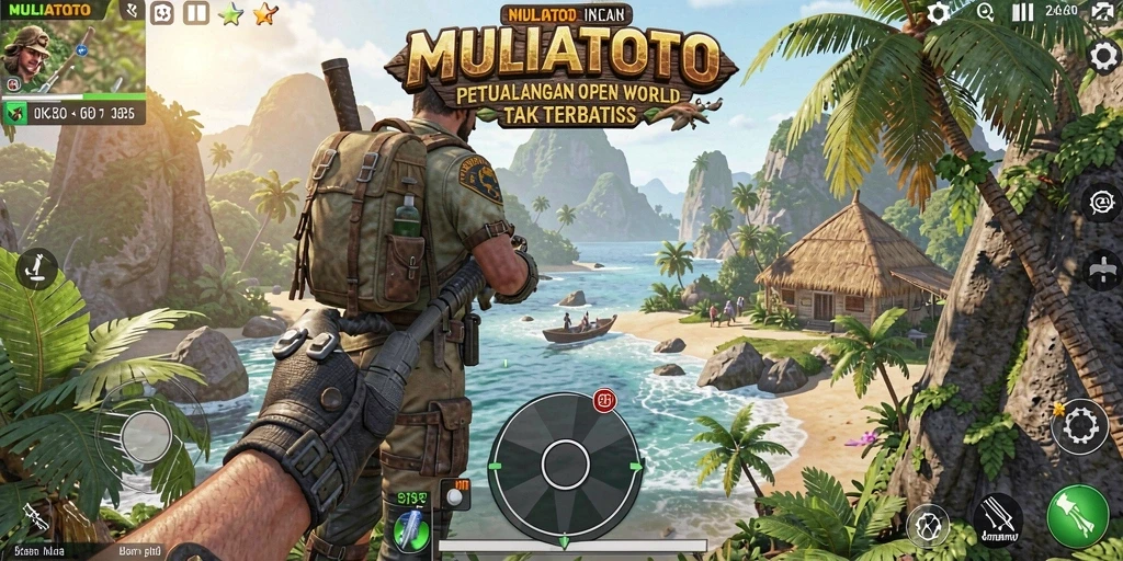 Screenshot gameplay menampilkan eksplorasi petualangan dalam dunia terbuka.