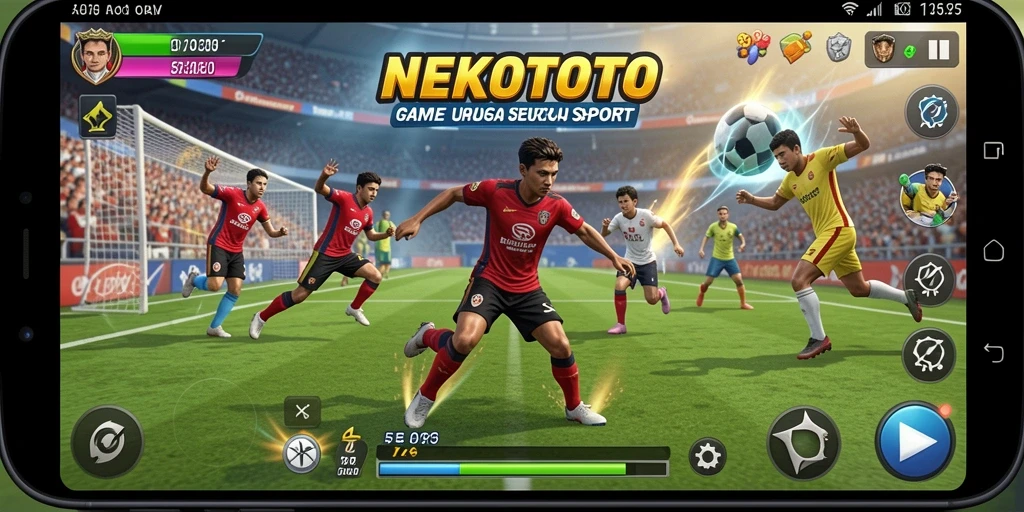 Tampilan gameplay seru di NEKOTOTO dengan aksi olahraga mengagumkan.