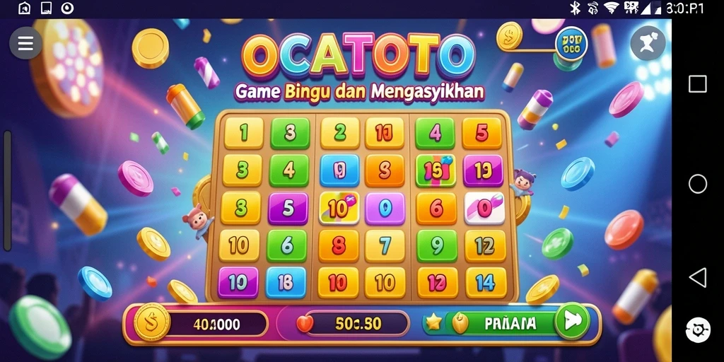 Screenshot permainan Bingo OCATOTO yang menunjukkan antusiasme pemain.