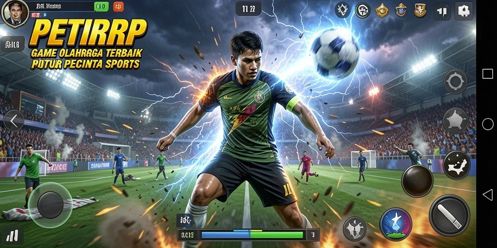Screenshot gameplay PETIRRP dengan aksi olahraga mendebarkan.