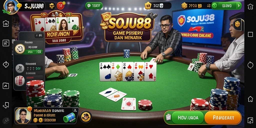 Tampilan seru gameplay Poker di SOJU88.